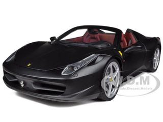 Ferrari 458 Italia Spider Matt Black Elite Edition 1/18 Diecast Car Model Hotwheels X5485