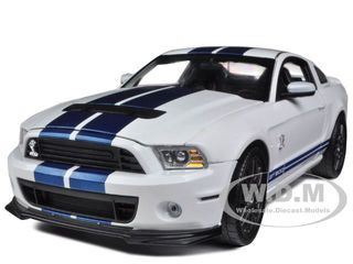 2013 Ford Shelby Cobra GT500 SVT White with Blue Stripes 1/18 Diecast Car Model Shelby Collectibles 394