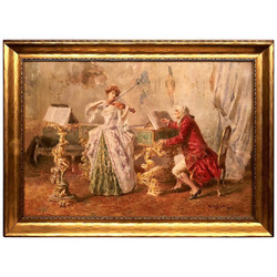 Antique Italian Watercolor Painting Signed by Mario Spinetti, 1848-1925.
