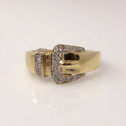 Estate American Made 14 Karat Gold and Diamond Buckle Ring