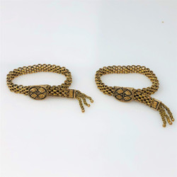 Pair American 14 Karat Gold and Black Enamel Baby Bracelets 