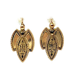 Pair Antique English 10 Karat Gold & Black Enamel Earrings