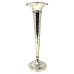 Antique American Hammered Sterling Silver Trumpet Bud Vase, Circa 1890's.