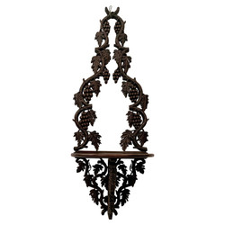 Antique Hand Carved Black Forest Wooden Wall Shelf, Circa 1880 