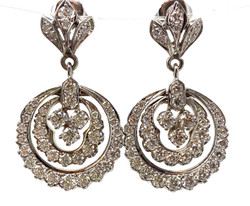 Hand-Made 14 Karat White Gold 2.82 Carat Diamond Earrings.