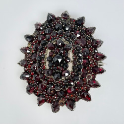 Antique Garnet Cluster and Sterling Vermeil Pin Circa 1890.