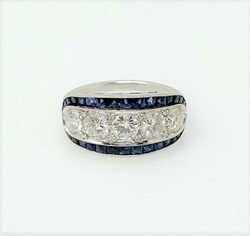 Estate Platinum Diamond and Sapphire Ring.