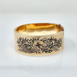 Antique American 14 Karat Gold Black Enamel Bracelet, Circa 1890.