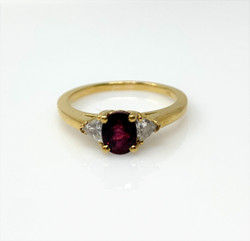 Estate English 18 Karat Gold Ruby and Diamond Ring 