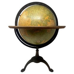Antique American Table-Top Globe on Stand "G.W. Bacon & Co." Map Marker (London) and "Rand Menally Co.," Chicago, Circa 1900.