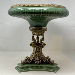 Estate Neoclassical Design Gold Bronze Mounted Porcelain Centerpiece.