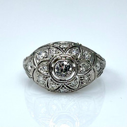 Antique American Old Mine Cut Diamond set in Platinum Ring, Circa 1890s-1910.