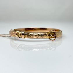 Antique English Gold Buckle Bangle Bracelet 