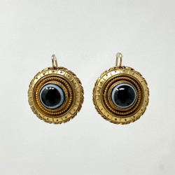 Antique 14 Karat Gold Agate Earrings