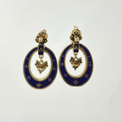 Antique Neo-Classical 14 Karat Gold Enamel Earrings 