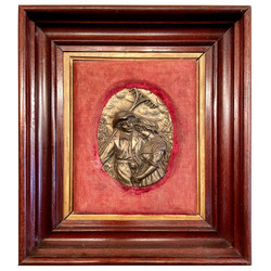 Antique French Gold Bronze "Home From the Fields" Wall Plaque, Circa 1840-1850.