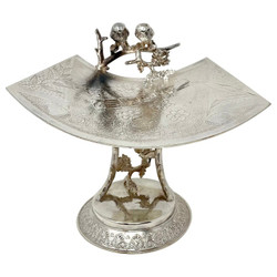 Antique American Silver-Plated "Derby Silver Co., Connecticut," Calling Card Tray with Owls, Circa 1890's.