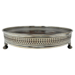 Estate English Silver-Plate Footed Galleried Tray, Circa 1950s-1960s.