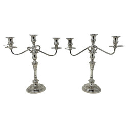 Estate American Sterling Silver Hallmarked Convertible Candelabra, Circa 1950's. Can Be Converted From 3-Cup Candelabra to Single Cup Candlesticks.