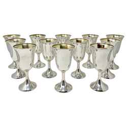 Set of 12 Estate American Hallmarked "Redlich & Co., NYC, NY" Sterling Silver Goblets, Circa 1950's.