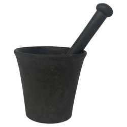 Large Estate Solid Iron Mortar And Pestle, Circa 1930's-1940's. Very Heavy and Substantial Piece.