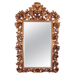 Antique 19th Century Venetian Carved Gilt Wood Framed Beveled Mirror. This Piece is Palatial in Size with Magnificent Carving and a Substantial Cartouche.