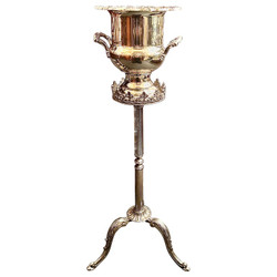 Estate Silver-Plated Champagne Bucket on Stand, Circa 1930-1940.