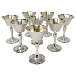 Set of 8 Antique American “Whiting” Hallmarked Sterling Silver Cordials, Circa 1920's.