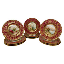 Set of 12 Estate English "Royal Doulton" Porcelain Chargers, Made for "Ovington's."
