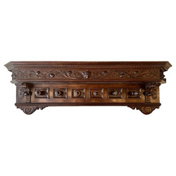 Grand Size Antique Italian Intricately Carved Walnut Hanging Coat Rack, Circa 1880-1890.