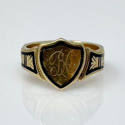 Antique English 15 Karat Gold Mourning Ring.