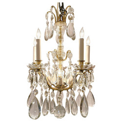 Antique French Gold Bronze and Crystal Chandelier, Circa 1900's.