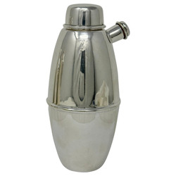Estate English Silver-Plated Mid-Century Modern Cocktail Shaker, Circa 1940-1950.