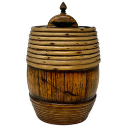 Antique British Indian Costrel Harvest Canteen for Water or Cider, Circa 1850. Beautiful Hand-Made Treen.
