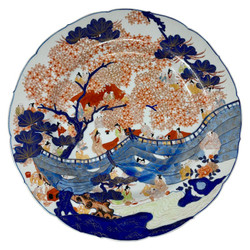 Antique Japanese Imari Porcelain Large Platter or Serving Bowl, Circa 1920's.