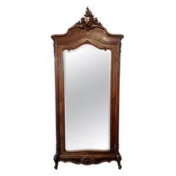 Antique French Rosewood and Beveled Mirror Single Door Armoire, Circa 1890-1900.
