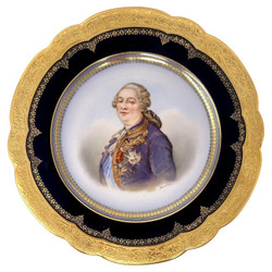 Antique French Sevres Château de Saint-Cloud Porcelain Portrait Plate of King Louis XVI, Circa 1846.