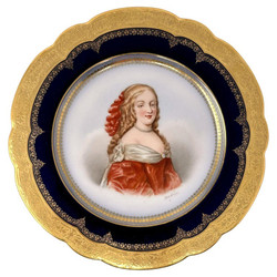 Antique French Sevres Château de Saint-Cloud Porcelain Portrait Plate of Madame de Montespan, Signed "DeBrie," Circa 1846.