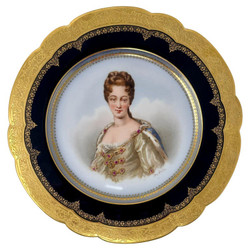 Antique French Sevres Château de Saint-Cloud Porcelain Portrait Plate of Marie Adélaïde, Duchess of Burgundy, Signed "DeBrie," Circa 1846.