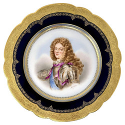 Antique French Sevres Château de Saint-Cloud Porcelain Portrait Plate of Louis, Duke of Burgundy, Signed "DeBrie," Circa 1846.