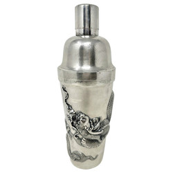 Antique Chinese Sterling Silver Hallmarked Cocktail Shaker with Dragon Design, Circa 1900-1920's.