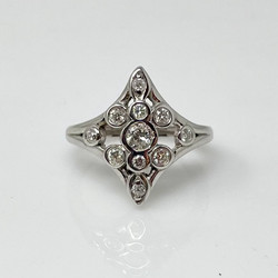 Antique 14 Karat White Gold .37 Euro-Cut Diamond Ring.