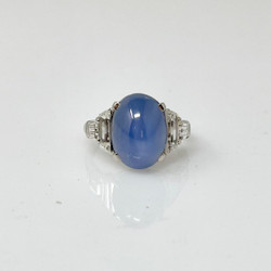 Antique Platinum 9.67 Carat Star Sapphire & 1.46 Carat Diamond Ring.