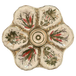 Antique Continental Porcelain Oyster Plate, Circa 1880-1890.