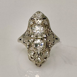 Antique Art Deco Platinum and Old Mine Diamond Ring, Circa 1910's.