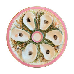 Antique American Porcelain Oyster Plate, Signed "Union Porcelain Works," & Made For "R. Briggs," Boston, Massachusetts, Circa 1880-1890.