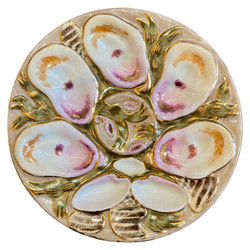 Antique German "Carl Tielsch Company" Porcelain Oyster Plate, Circa 1890.