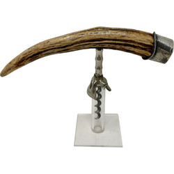 Antique American Antler Corkscrew with Sterling Silver Mount, Circa 1900.