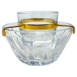 Estate French Baccarat Crystal and Gold Bronze Caviar Server, Signed Polignac, Circa 1930's.