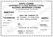State Alcohol Beverage License